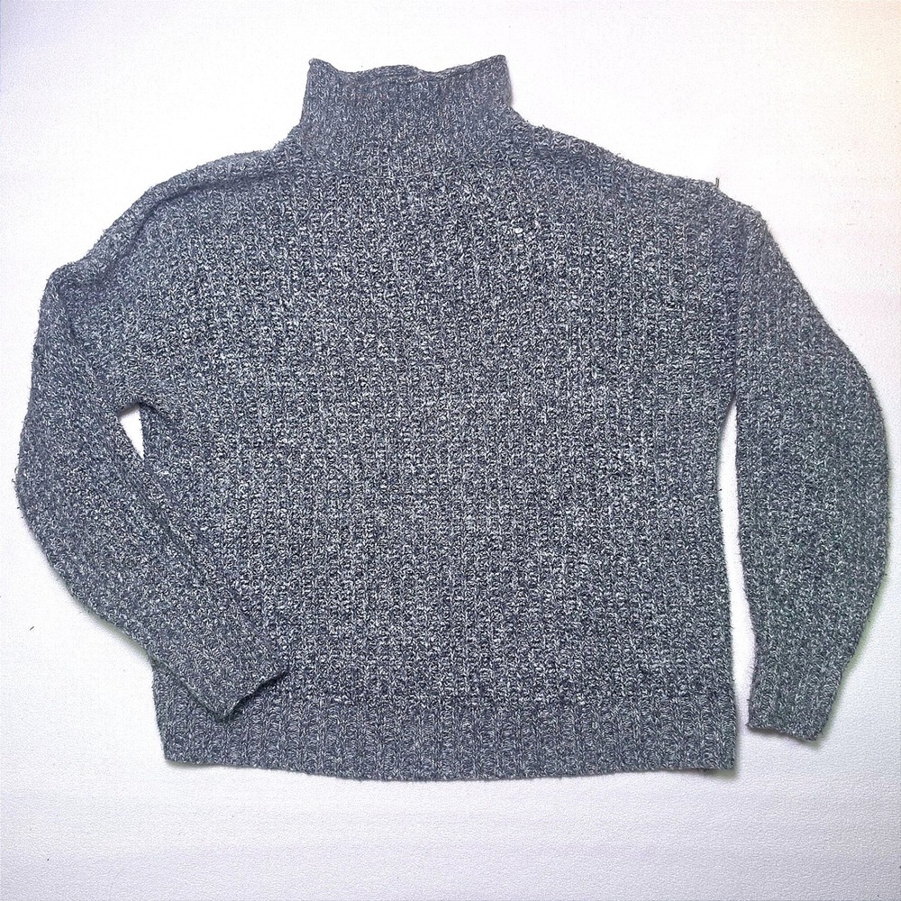 American Eagle Women Gray Marled Chunky Knit Turtleneck Sweater Small 486325819
